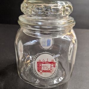 Duraglas Glass Jar Canister With Lid Country Home Decal Scenes